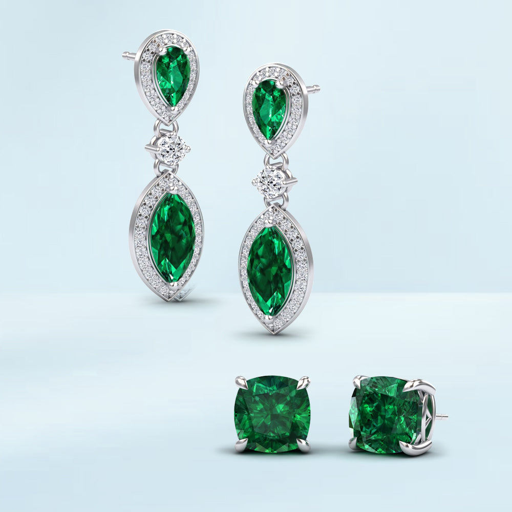Lab Grown Emerald Earrings
