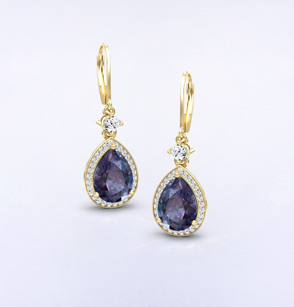 Lab Grown Alexandrite Earrings