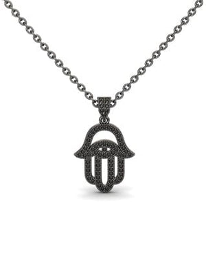 Black & Gold Hamsa Necklace