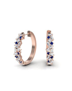 Blue Sapphire Hoop Earring