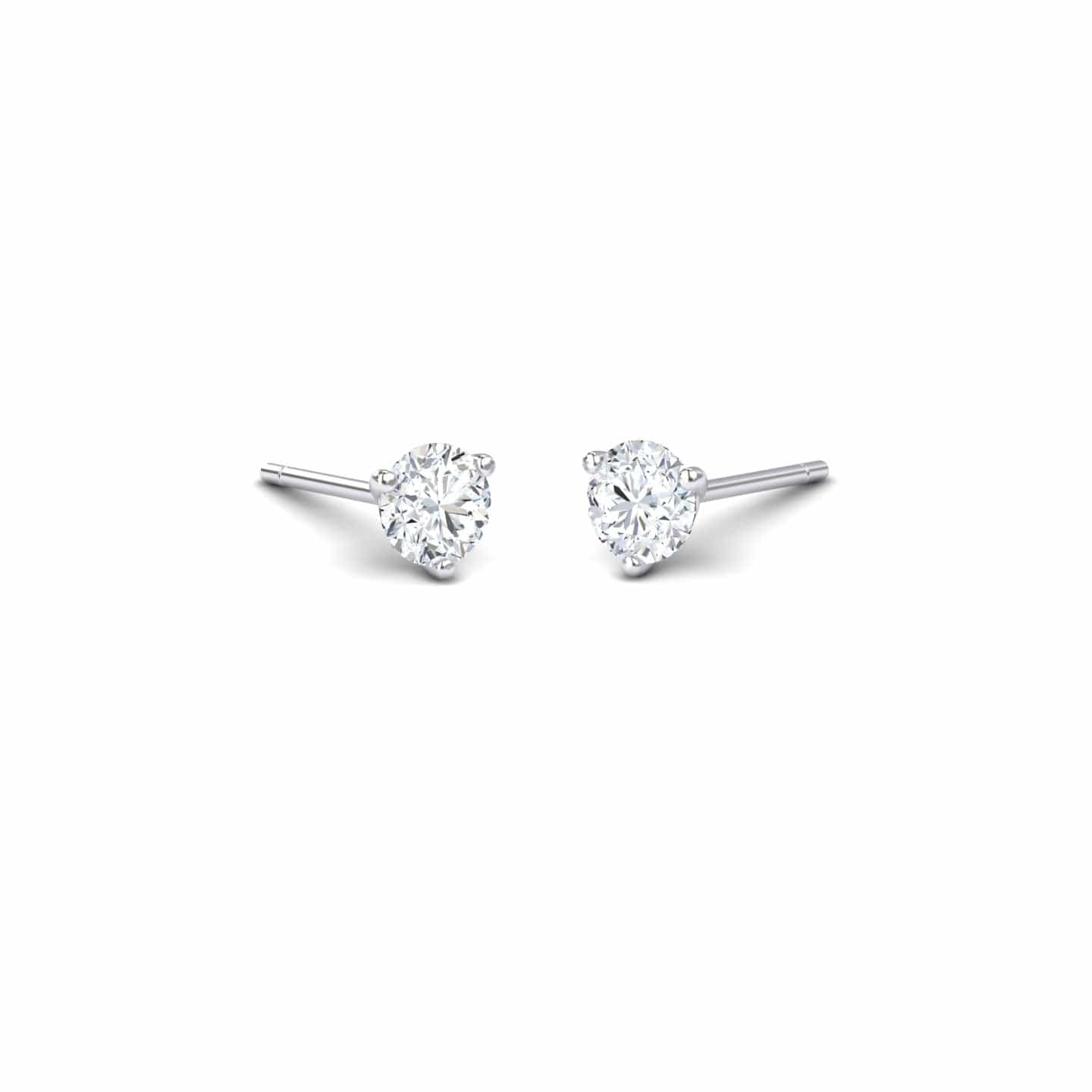 Three-Prong Martini 4mm Diamond Stud Earrings - Eveline