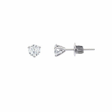 Three-Prong Martini 4mm Diamond Stud Earrings - Eveline