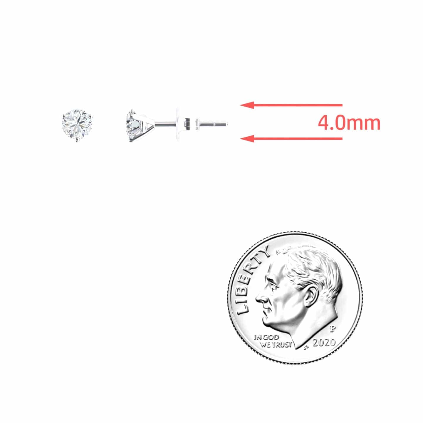 Three-Prong Martini 4mm Diamond Stud Earrings - Eveline