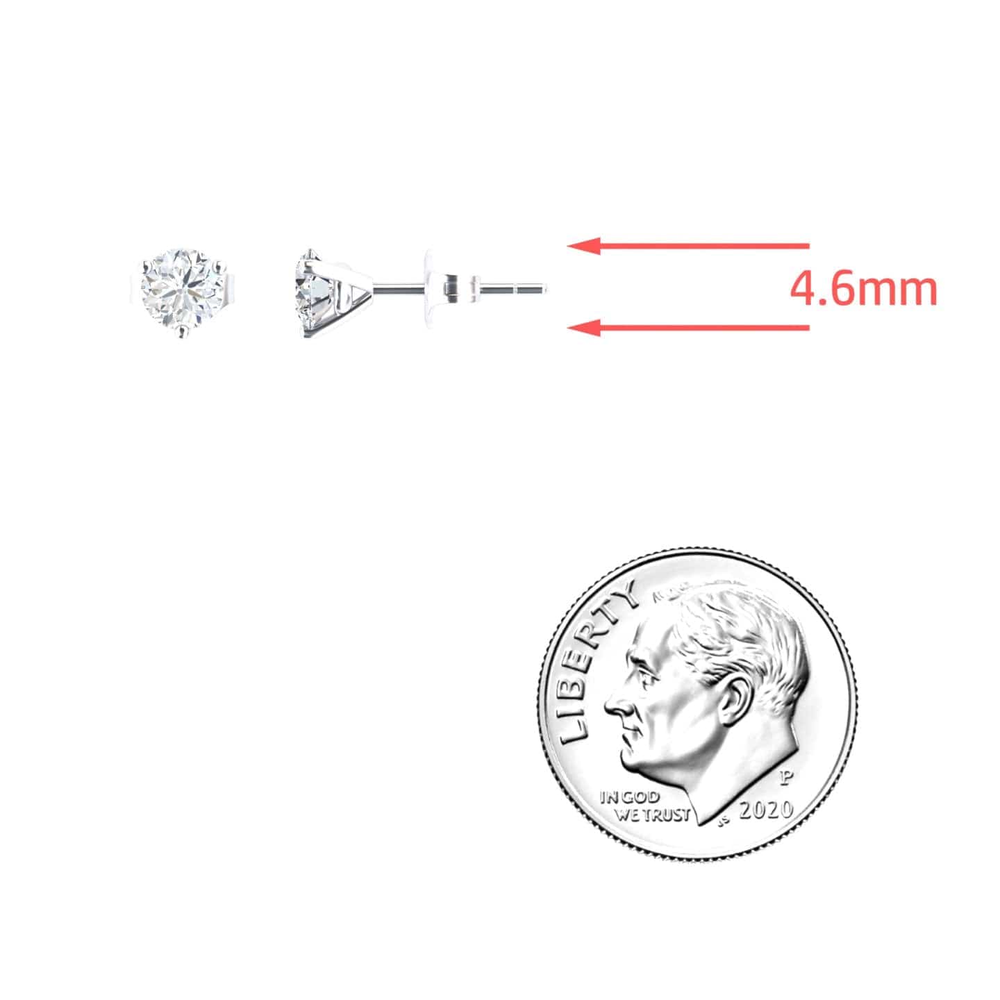 Three-Prong Martini 4.6mm Diamond Stud Earrings - Eveline