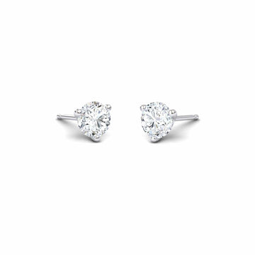 Three-Prong Martini Round Diamond Stud Earrings - Eveline