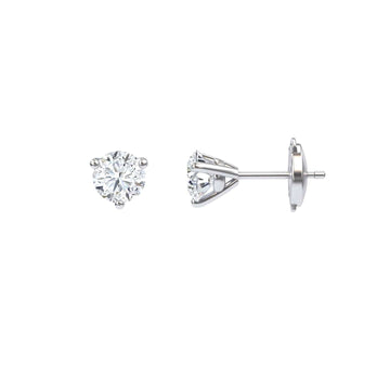 Three-Prong Martini Round Diamond Stud Earrings - Eveline