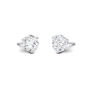 Three-Prong Martini 6.5mm Diamond Stud Earrings - Eveline