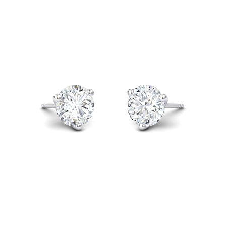 Three-Prong Martini 6.5mm Diamond Stud Earrings - Eveline