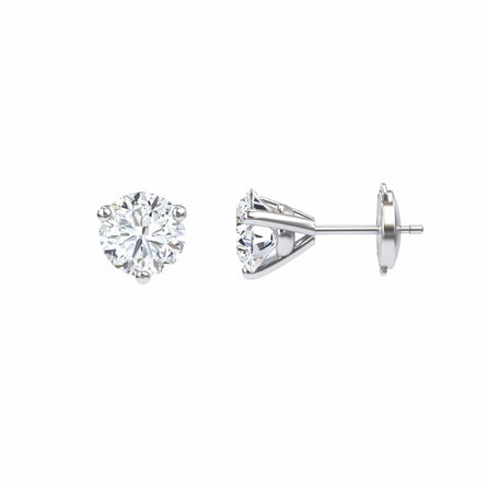 Three-Prong Martini 6.5mm Diamond Stud Earrings - Eveline