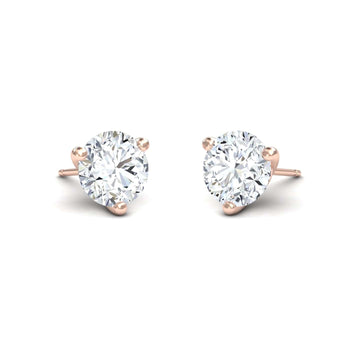 Three-Prong Martini 7.5mm Diamond Stud Earrings - Eveline