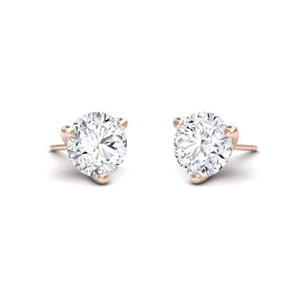 Three-Prong Martini 7.5mm Diamond Stud Earrings - Eveline