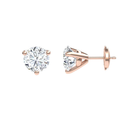 Three-Prong Martini 7.5mm Diamond Stud Earrings - Eveline