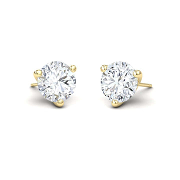 Three-Prong Martini 8mm Diamond Stud Earrings - Eveline