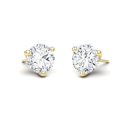 Three-Prong Martini 8mm Diamond Stud Earrings - Eveline