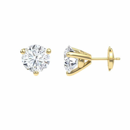 Three-Prong Martini 8mm Diamond Stud Earrings - Eveline