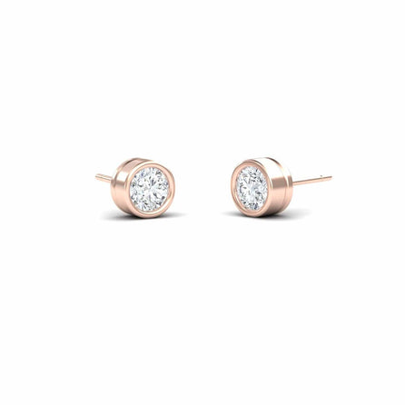 White Diamond 6.2mm Classic Bezel Set Stud Earrings - Ishanvi