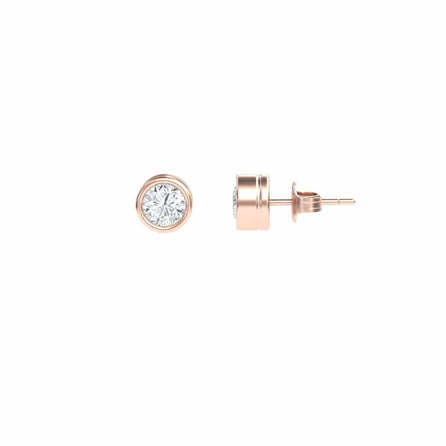 White Diamond 6.2mm Classic Bezel Set Stud Earrings - Ishanvi