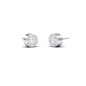 Bezel-Set Round Diamond Stud Earrings - Ishanvi