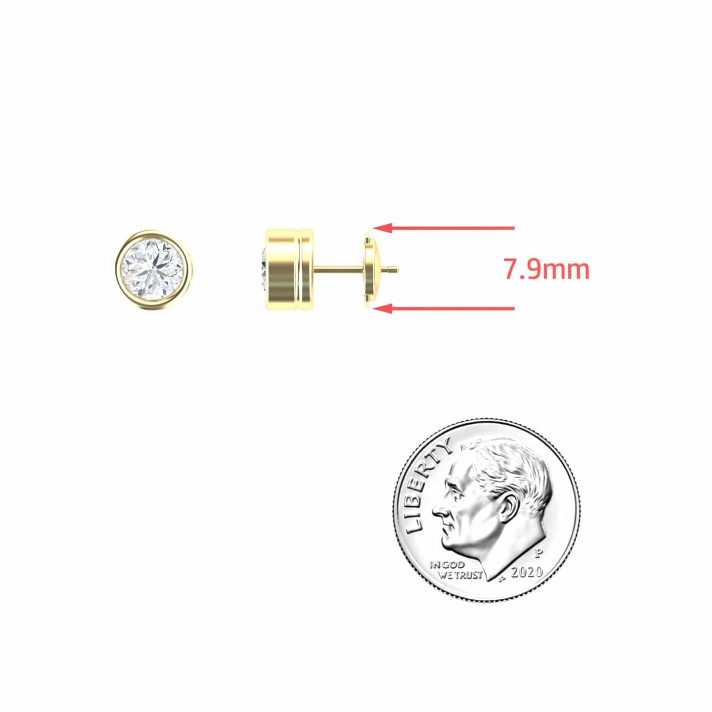 White Diamond 8.6mm Classic Bezel Set Stud Earrings - Ishanvi