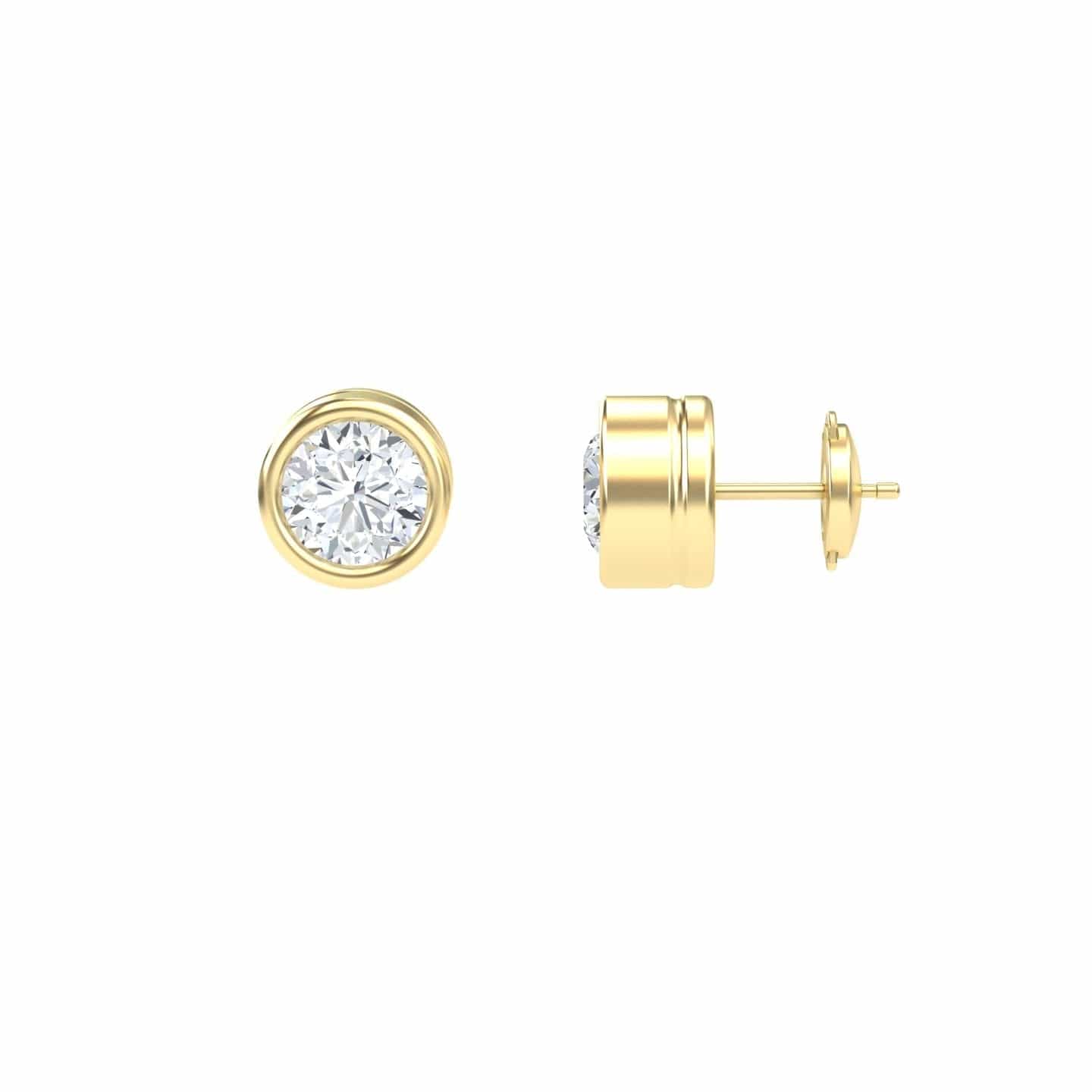 White Diamond 7.9mm Classic Bezel Set Stud Earrings - Ishanvi