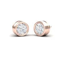 White Diamond 10.7mm Classic Bezel Set Stud Earrings - Ishanvi