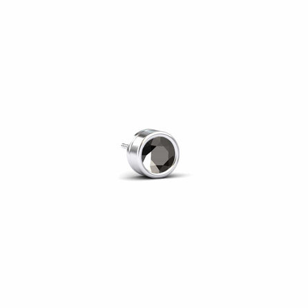 Black Diamond 6.5mm Single Stud Earrings - Bezel Set - Ishanvi