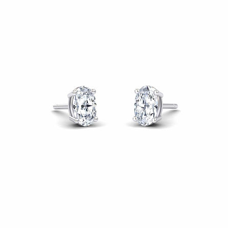 White Diamond 5.3x3.3mm Classic Four-Prong Stud Earrings - Lainey