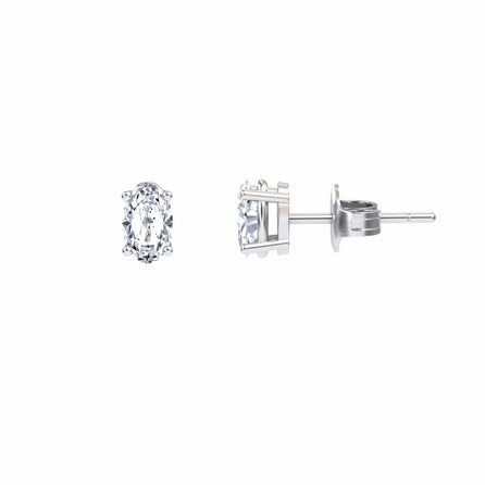White Diamond 5.3x3.3mm Classic Four-Prong Stud Earrings - Lainey