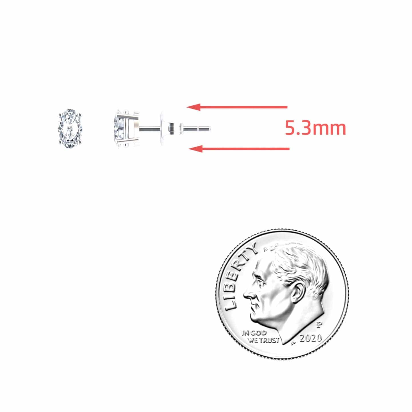 White Diamond 5.3x3.3mm Classic Four-Prong Stud Earrings - Lainey