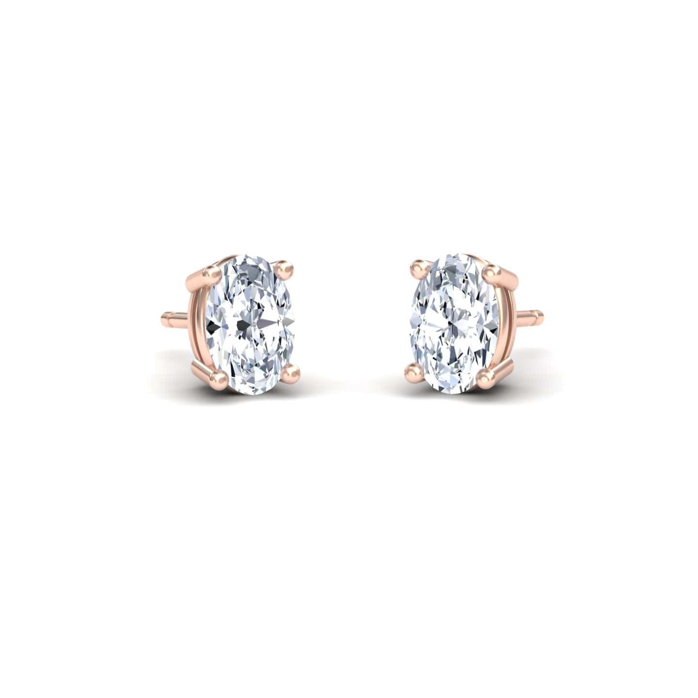White Diamond 6x4mm Classic Four-Prong Stud Earrings - Lainey