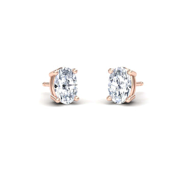 Four-Prong Oval Diamond Stud Earrings - Lainey