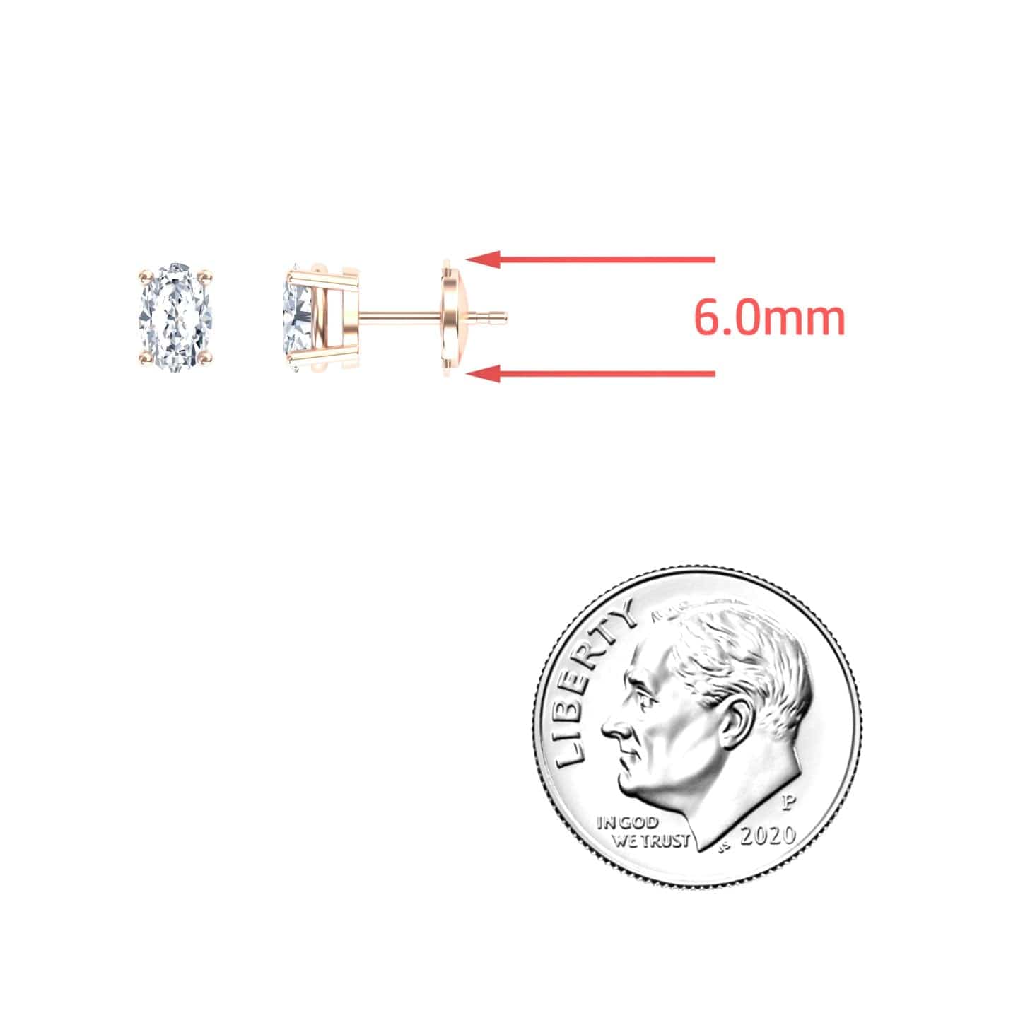White Diamond 6x4mm Classic Four-Prong Stud Earrings - Lainey