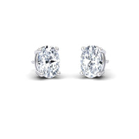 White Diamond 7x5mm Classic Four-Prong Stud Earrings - Lainey