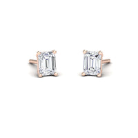 White Diamond 4x3mm Classic Four-Prong Stud Earrings - Jimena
