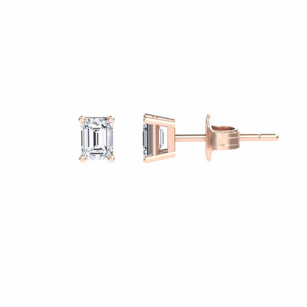 White Diamond 4x3mm Classic Four-Prong Stud Earrings - Jimena