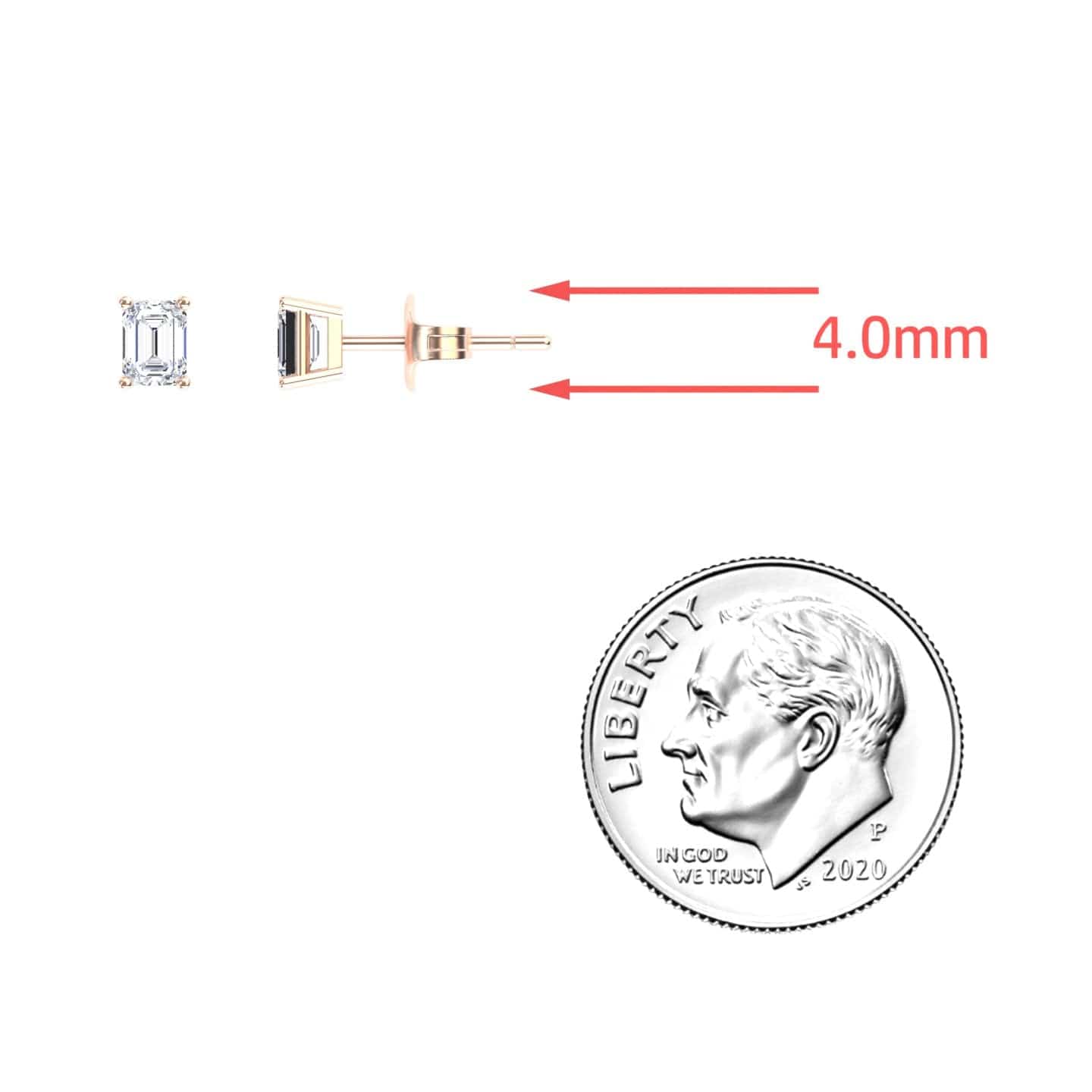 White Diamond 4x3mm Classic Four-Prong Stud Earrings - Jimena
