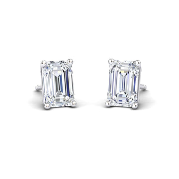 Four-Prong Emerald Diamond Stud Earrings - Jimena