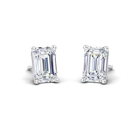 White Diamond 6x4mm Classic Four-Prong Stud Earrings - Jimena