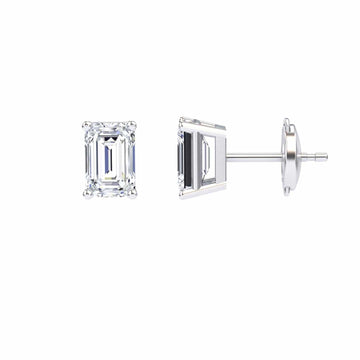 Four-Prong Emerald Diamond Stud Earrings - Jimena