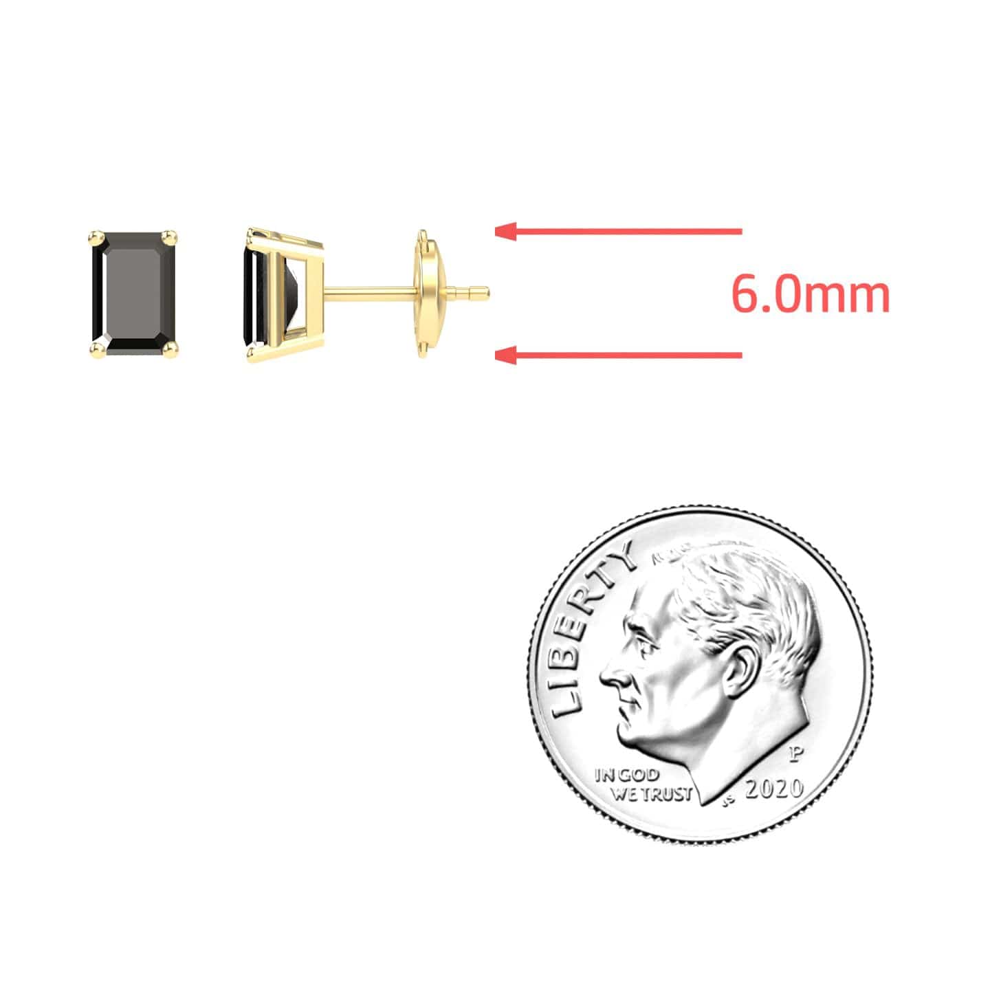 Black Diamond 6x4mm Stud Earrings - Jimena