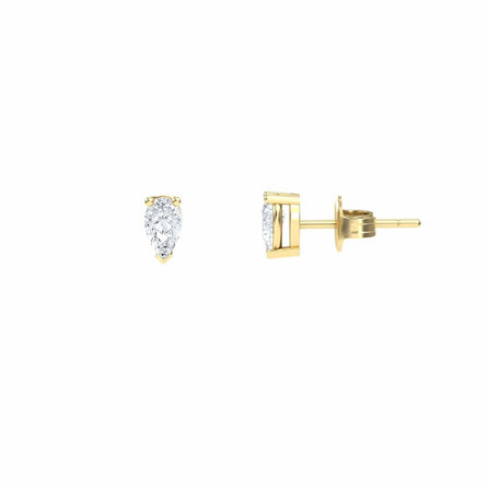 White Diamond 5x3mm Three-Prong Martini Stud Earrings - Anvika