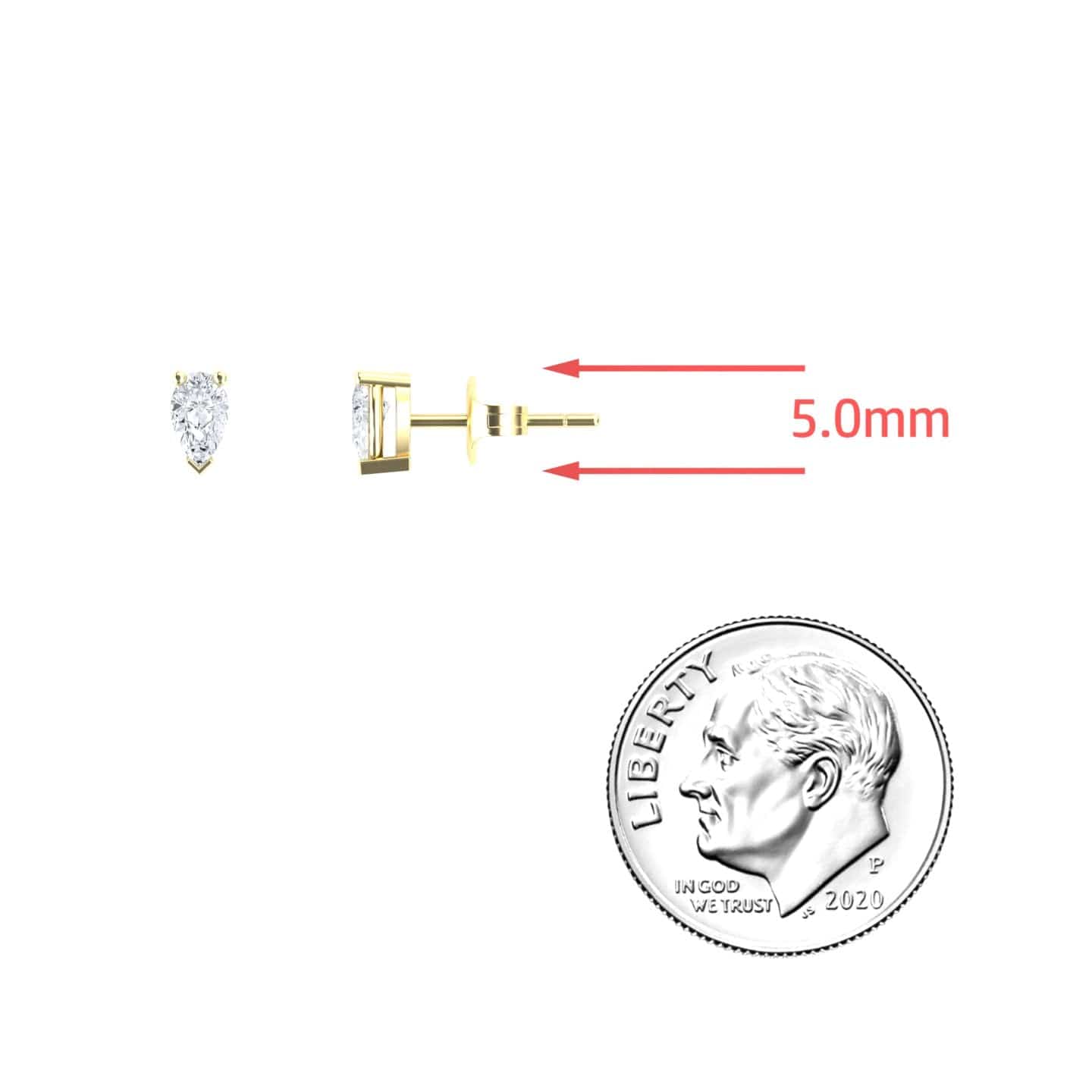 White Diamond 5x3mm Three-Prong Martini Stud Earrings - Anvika