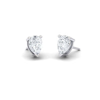 White Diamond 7x5mm Three-Prong Martini Stud Earrings - Anvika