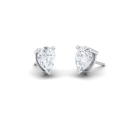 White Diamond 7x5mm Three-Prong Martini Stud Earrings - Anvika