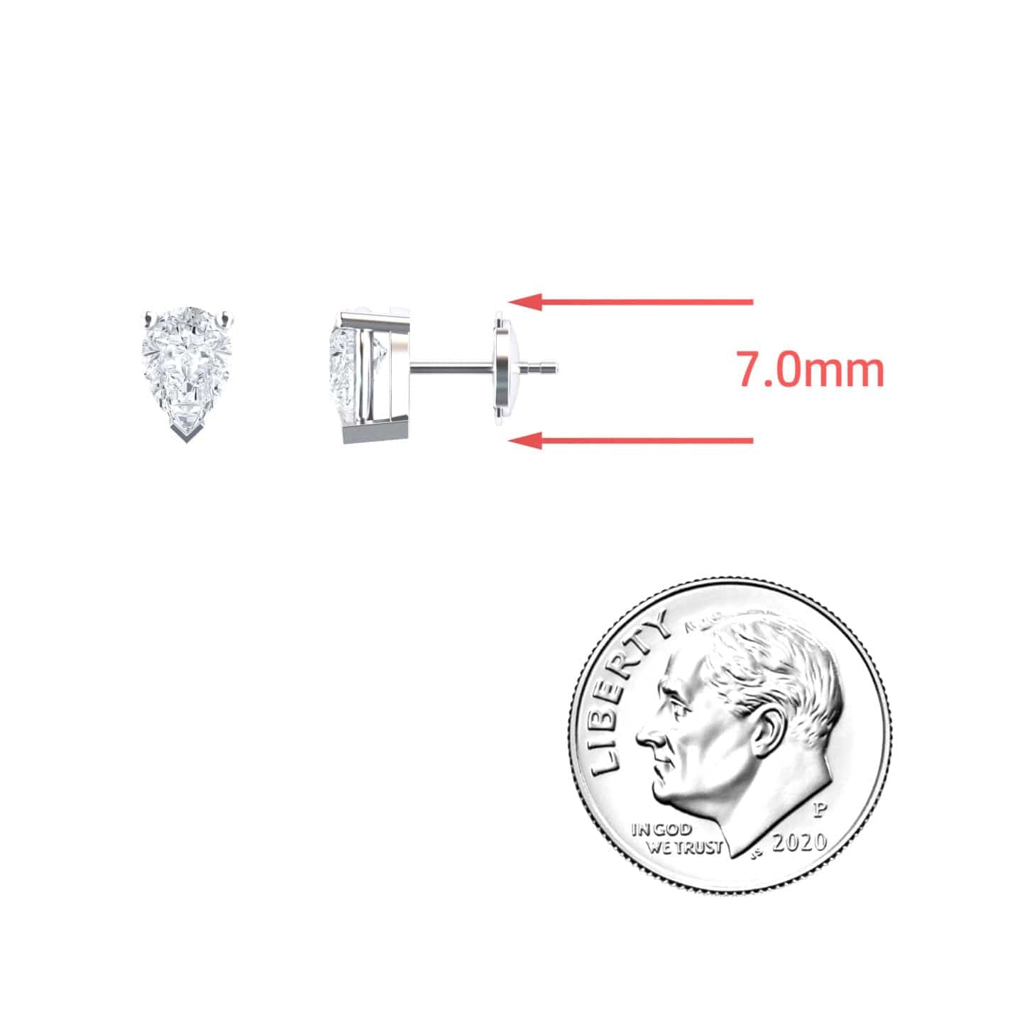 White Diamond 7x5mm Three-Prong Martini Stud Earrings - Anvika