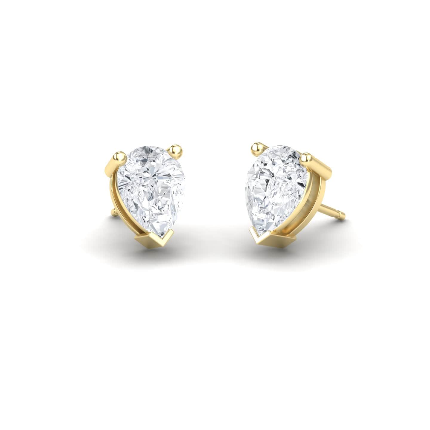 White Diamond 7.7x5.7mm Three-Prong Martini Stud Earrings - Anvika