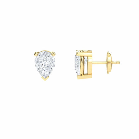 White Diamond 7.7x5.7mm Three-Prong Martini Stud Earrings - Anvika