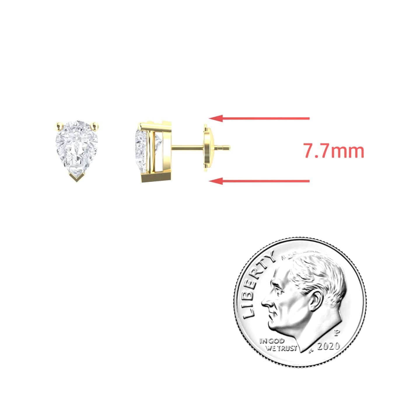 White Diamond 7.7x5.7mm Three-Prong Martini Stud Earrings - Anvika