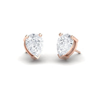 White Diamond 8.5x6.5mm Three-Prong Martini Stud Earrings - Anvika