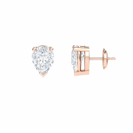 White Diamond 8.5x6.5mm Three-Prong Martini Stud Earrings - Anvika